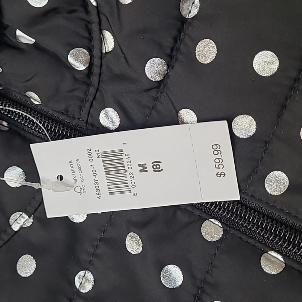 Kids Cold Control Puffer Jacket Silver Dots - 2 Inside Pockets! New with Tags! - Picture 5 of 15